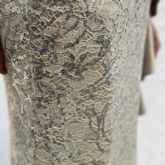 Eliza J Size 6 Beige Silver Accented Full Length Gown - Picture 13 of 16